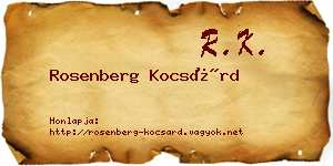 Rosenberg Kocsárd névjegykártya